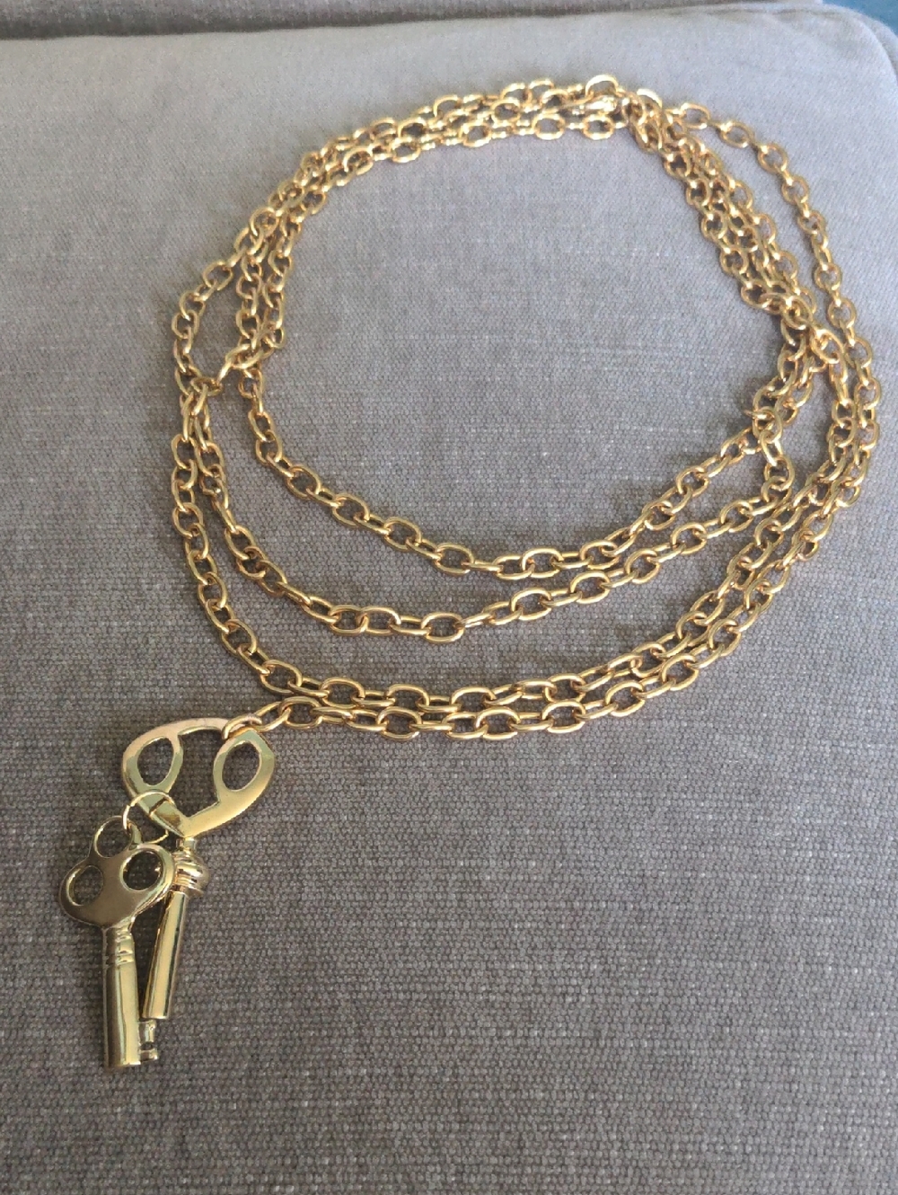 Gold Necklace Or Belt, Double or Triple Strand, 56 Inches Long, Adjustable, New